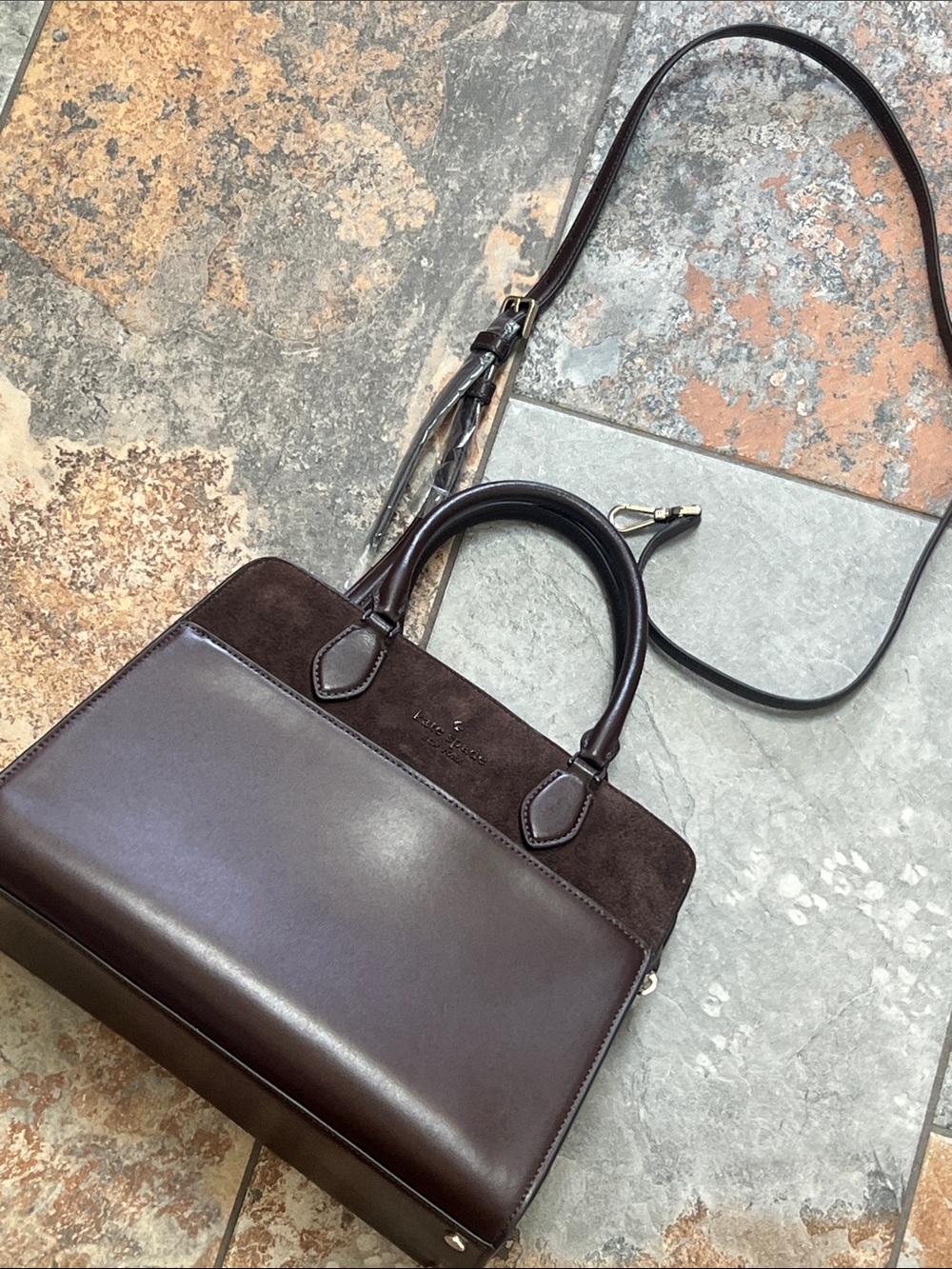 kate spade Chocolate Brown Leather & Suede Satchel